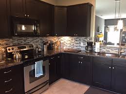 Strives to give our customers excellent quality and dedicated service. Dark Espresso Shaker Cabinets With Mosaic Tile Backsplash Transitional Kitchen Other By Unique Granite Marble Houzz