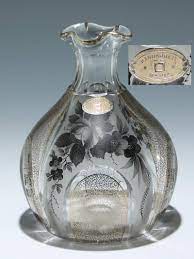 art deco karaffe etikett oertel in haida circa 1930 karaffe kristallglas art deco