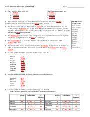 Some of the worksheets for this concept are atomic structure work, atomic structure work, chemistry of matter, atoms and molecules, atomic structure review work, lesson physical science atoms and molecules, an atom apart, atoms and isotopes work. Basic Atomic Structure Worksheet Answers Basic Atomic Structure Worksheet Answers 1 A Protons B Neutrons C Electrons A Positive B Neutral C Negative 2 Course Hero