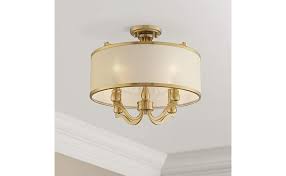 The features includes antique brass finished color applied by experts. Nor Contemporary Close To Ceiling Light Semi Flush Mount Fixture Antique Brass 18 Wide 4 Light Gold Organza Shade For House Bedroom Hallway Living Room Bathroom Dining Kitchen Possini Euro Design