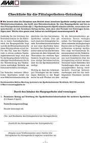 Checkliste Fur Die Filialapotheken Grundung Pdf Kostenfreier Download