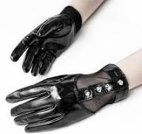 Punk Metal Rivet PU Leather Gloves with Elastic Mesh - Black / XS-M