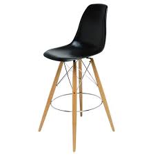 Very sturdy and functional in great vintage condition. Eiffel Reproduction Black Plastic Oak Wood Mid Century Counter Stool Kathy Kuo Home