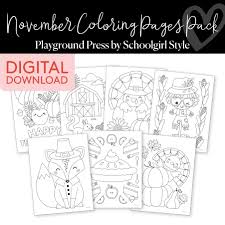 Free Printable November Coloring Pages Pack 1 – Schoolgirl Style