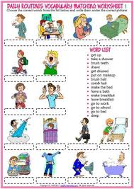 Of course to do this the child has to be able to (spell out and) read the word. Calameo Daily Routines Vocabulary Esl Matching Exercise Worksheets For Kids