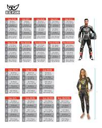 Berik Sizing Chart Motorcycle Stuff