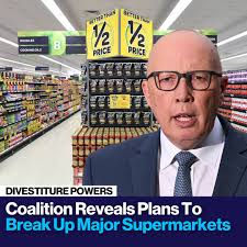 The Federal Coalition has revealed its plans for divestiture laws to break  up Australia's supermarket duopoly, saying they will be used as a deterrent  against wrongdoing.