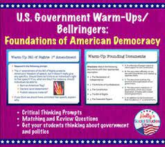 Foundations Of American Democracy Warm Ups Bellringers Free Foundation Critical Thinking American