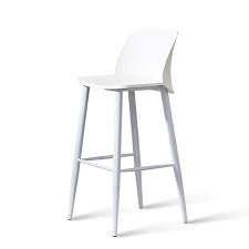 Jhome Barstools Nordic Bar Stool White Minimalist Style Metal Legs Design Kitchen Restaurant Bar Stool Chair Bar Stools Restaurant Bar Stools Modern Bar Stools
