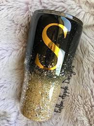 Black And Silver Ombre Tumbler Fine Black Glitter To Chunky Light Gold Glitter Ombre Yeti Tumbler Stemless Wine Glass Pictured Is The 30 Tumbler Cups Diy Glitter Cups Glitter Tumbler Cups