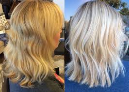 From A Brassy Blonde To A Modern Bright And Icy Highlight Brassy Blonde Brassy Blonde Hair Yellow Blonde Hair