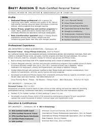 personal trainer resume sle