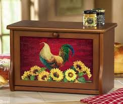 Rooster Sunflower Breadbox Country Rooster Decor Rooster Kitchen Decor Rooster Decor