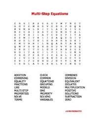 Multi Step Equations Word Search 27 Math Terms To Find In This Word Search Puzzle Your Students W Multi Step Equations Math Word Search Two Step Equations