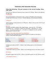 Maybe you would like to learn more about one of these? Chemistry Fall Semester Review Answer Key Chemistry Fall Semester Review Solve The Following Put Your Answers In The Correct Sig Figs Show Your Work Course Hero