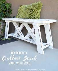 If you're just beginning woodworking, outdoor furniture is a great place to start! Double X Bench Plans Her Tool Belt