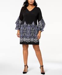 I N C Plus Size Ruffled Border Print Dress Created For Macy S Sale Clearance Women Macy S Plus Size Dresses