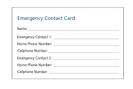 As you enter information, it appears in the business card. Emergency Contact Card Template Ama