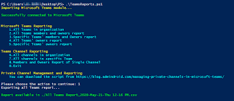 Microsoft Teams Reporting Using Powershell Office 365 Reports
