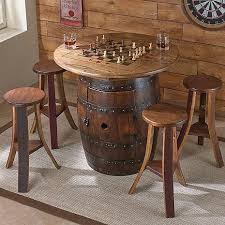 Whiskey Barrel Game Table With 4 Stools Barrel Furniture Barrel Table Whiskey Barrel Furniture