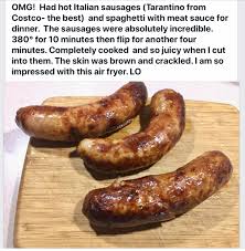 Af Hot Italian Sausage Hot Italian Sausage Best Spaghetti Sauce Air Fryer Recipes