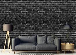 Removable Peel N Stick Wallpaper Self Adhesive Wall Etsy In 2020 Painted Brick Walls Black Brick Wall Brick Wall Bedroom