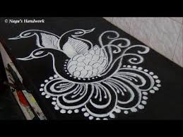 Free Hand Peacock Rangoli Design Easy Simple Rangoli Design Rangoli Design By Nagu S Handwork Rangoli Designs Peacock Rangoli Flower Drawing Design