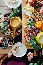 Serve with pieces of fresh fruits, nuts and thin cookies. How To Host A Fondue Party Fondue Dinner Fondue Party Fondue Recipes