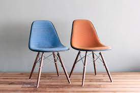 eames pair of girard hopsack dsw for herman miller side chairs eames side chair blue chairs living room furniture