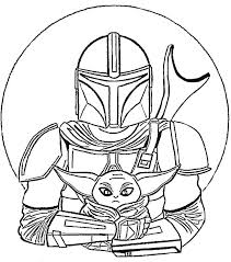 Baby yoda's cradle with detachable baby yoda. Mandalorian With Baby Yoda Coloring Page Free Printable Coloring Pages For Kids