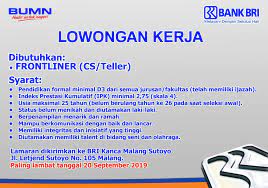 > minimal memiliki ijazah s1 dan berasal dari segala. Lowongan Kerja Bank Rakyat Indonesia Bri Universitas Negeri Malang Um
