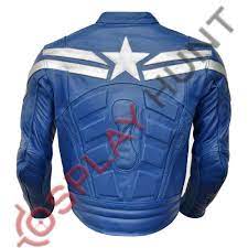 Chris Evan Captain America The Winter Soldier Leather Jacket 2014 Royal Blue Captain America Winter Soldier Winter Soldier Chris Evans Captain America