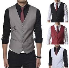 Mens Stylish Slim Business Casual Dress Vest Suit Formal Tuxedo Waistcoat Coat Ebay Black Dress Shirt Men Mens Shirt Dress Black Shirt Outfits
