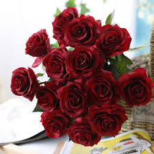 Peonies, lillies, roses, oh my! Dark Red Wedding Flowers Real Touch Silk Latex Roses Deep Red 20 Flowers For Wedding Decoration Centerpieces Wish