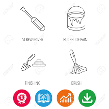 Spatula Screwdriver And Paint Brush Icons Brush Linear Sign