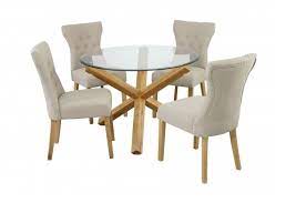 Glass round dinning room table and chairs. Grange Glass Solid Oak Dining Table Fads