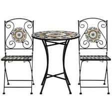 Floral Mosaic 3 Piece Iron Bistro Set 6d654 Lamps Plus Outdoor Bistro Table Sets Bistro Set Bistro Table Set
