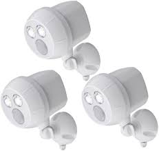Mr Beams Mb383 Weatherproof Wireless Battery Powered Led Ultra Bright 300 Lumen Spotlight With Motion Sensor White 3 Pack Wall Porch Lights Amazon Com
