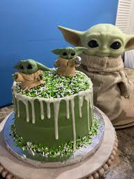 Baby Yoda Themed Birthday Cake Themed Birthday Cakes Yoda Cake Star Wars Birthday Cake