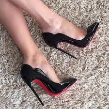 Black heels with red bottoms. High Heels Luxurious And Red Bottoms Image 6066689 On Favim Com