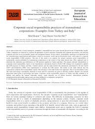 Ways to improve your company's csr. Pdf Corporate Social Responsibility Practices Of Transnational Corporations Examples From Turkey And Italy