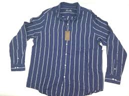 Tasso Elba Island Navy Striped Button Up Casual Shirt Mens