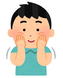 頬のマッサージのイラスト（男性） | かわいいフリー素材集 いらすとや