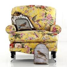 Yellow Armchair With Birds Armchair Floral Armchair Yellow Armchair