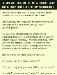 I stood there for a few seconds hoping a hole would open up in the floor and swallow me. New Wife Tells Husband To Leave All His Interests Focus On Her But His Reply Shocked Her Husband Jokes Wife Humor Husband Humor