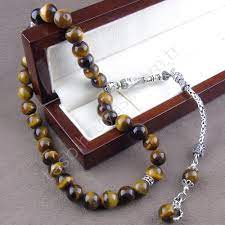 Kaplan Gozu Tasi Tesbih Kaplan Siyah Kaplanlar Gumus