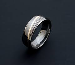 Genuine Stainless Damascus Steel And 18k Yellow Gold Mens Ring Etsy In 2020 Yellow Gold Mens Rings Rings For Men Mens Rings Etsy