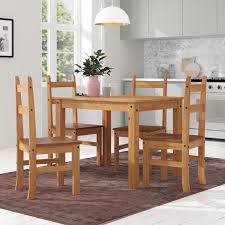 Wooden Dining Table 4 Seater Rectangle Waxed Finish Pine Wood Kitchen Furniture Budget Dining Table Kitchen Table Settings Dining Table