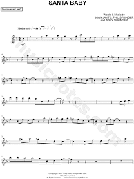 Eartha Kitt Santa Baby C Instrument Sheet Music Flute Violin Oboe Or Recorder In F Major Download Print Sku Mn0110667