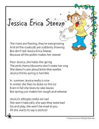 Funny Spring Kids Poem Jessica Erica Steeze Funny Poems For Kids Kids Poems Poetry For Kids